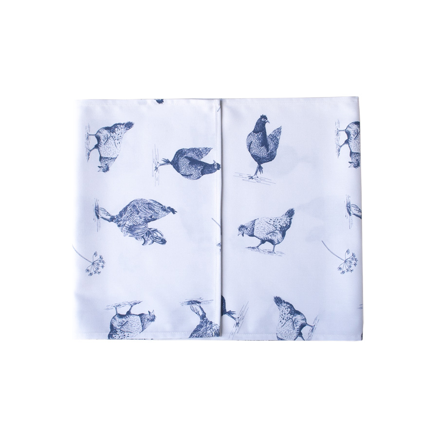 Sprong ijzer Kwelling Tafelloper PLEIN AIR | kippen blauw - Studio Assorti