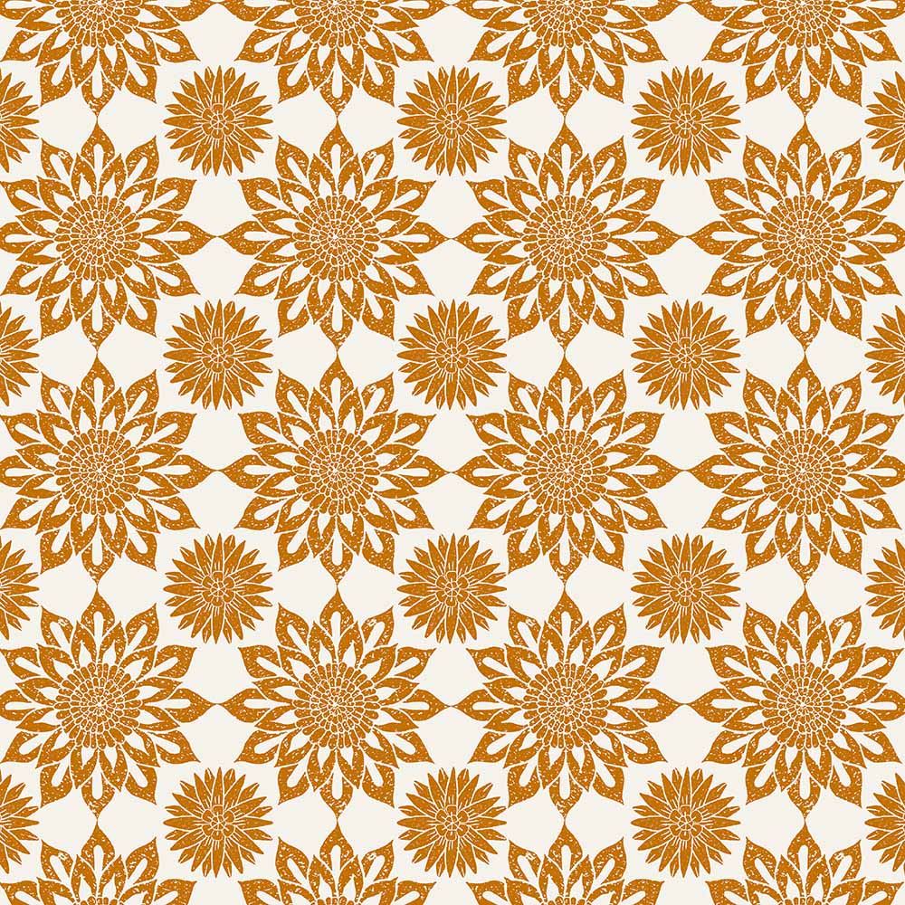 Block print flowers ocher