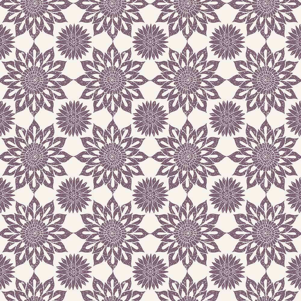 Block print flowers purple