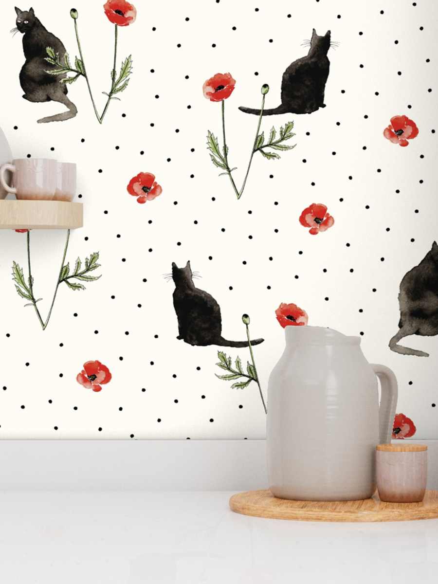 Black cat wall paper