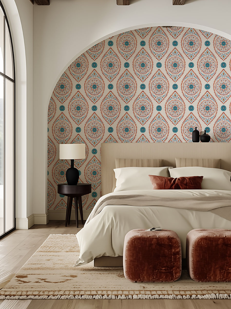 Boho wallpaper bedroom