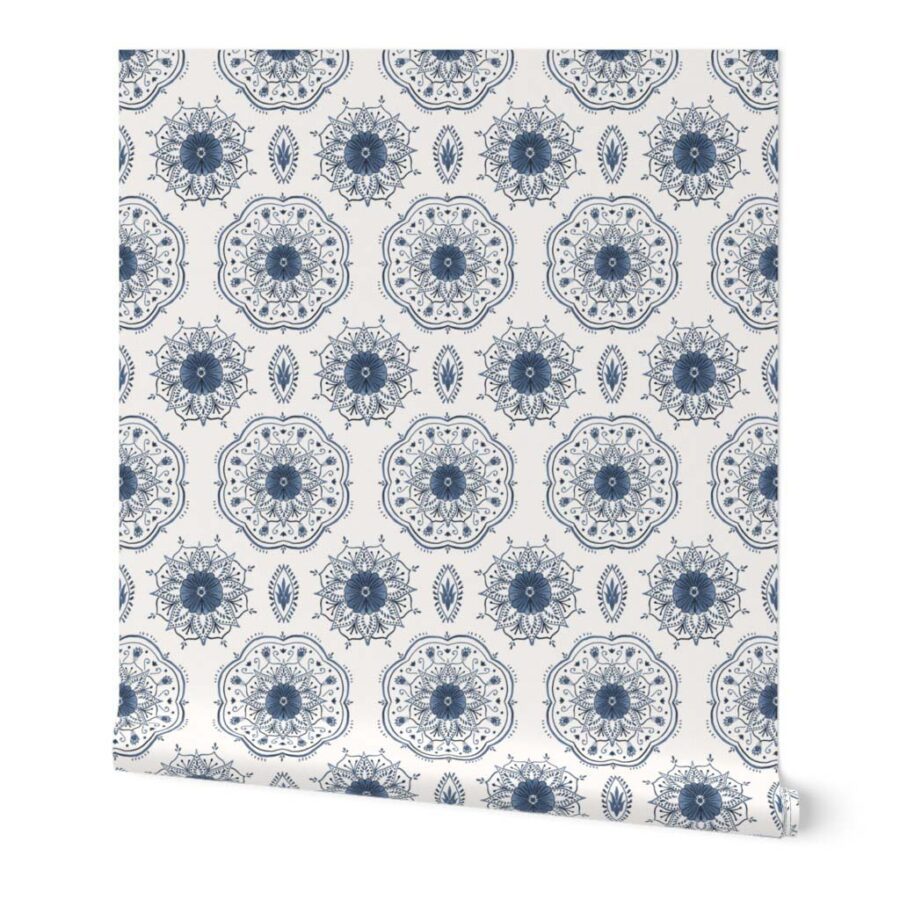 Boho behang mandala blauw