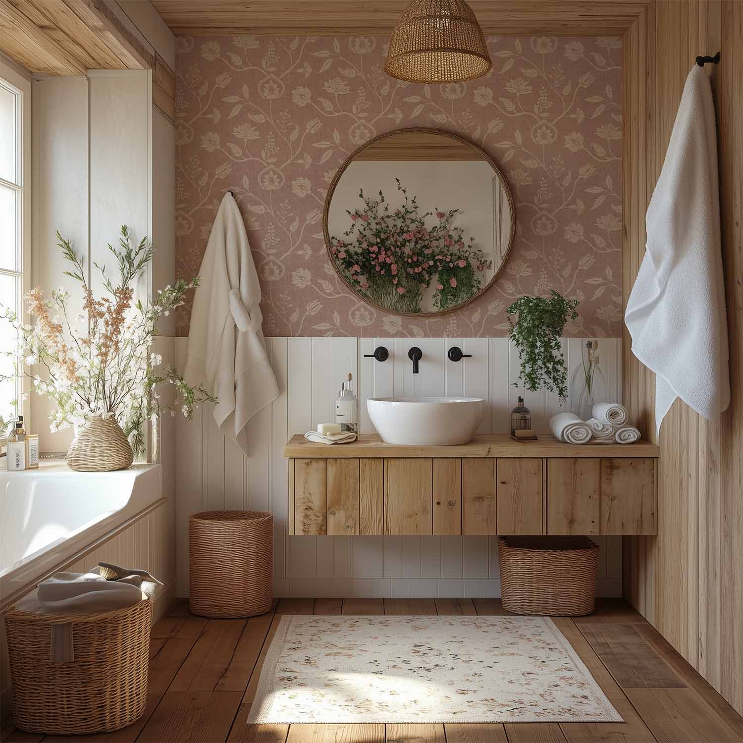 Elevate Your Bathroom with Stunning Wallpaper