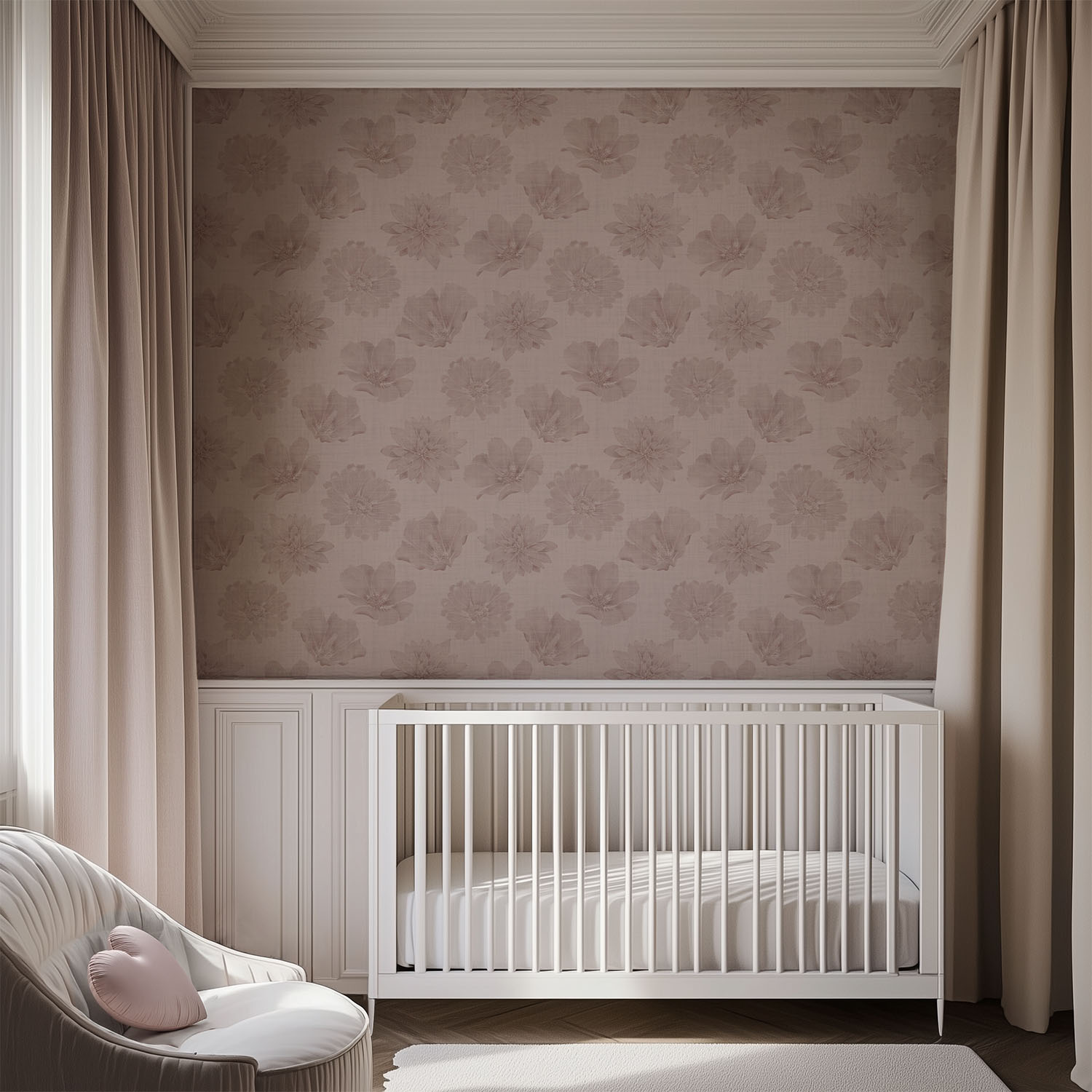 behang babykamer meisje bloemen