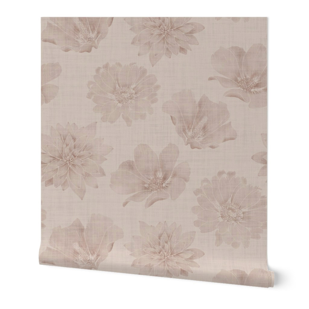 Bloemen behang oud roze