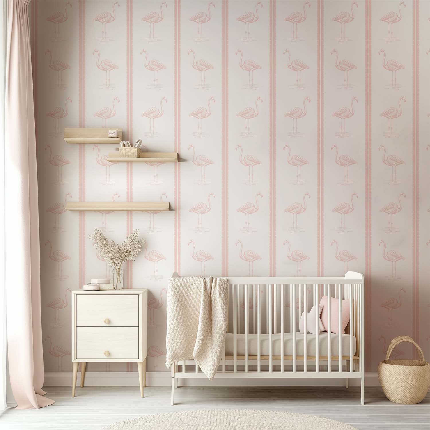Behang flamingo roze