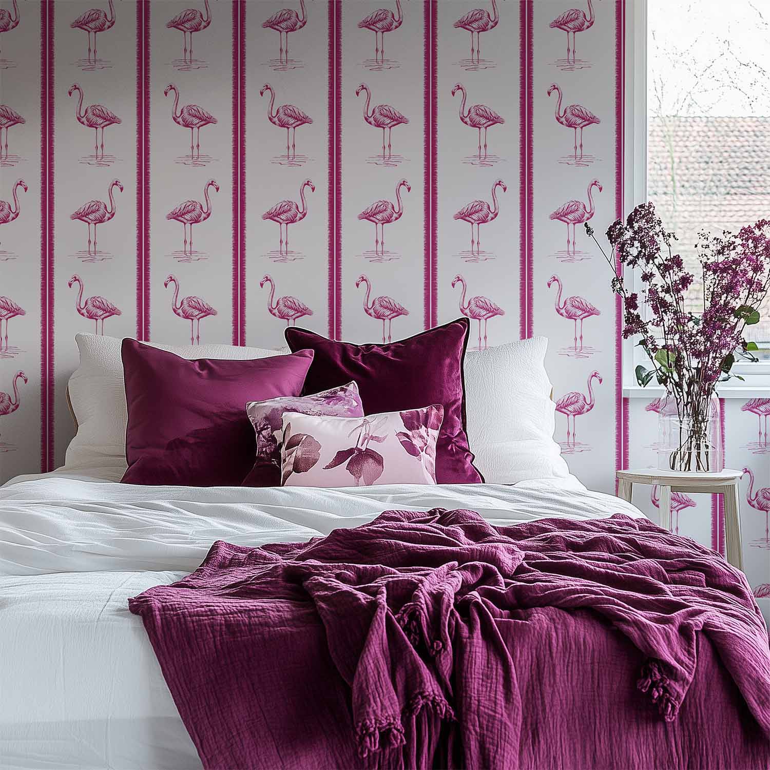 Flamingo behang roze