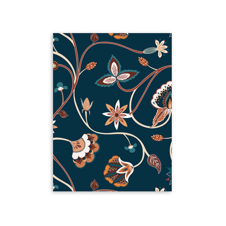 Behangstaal boho bloemen blauw