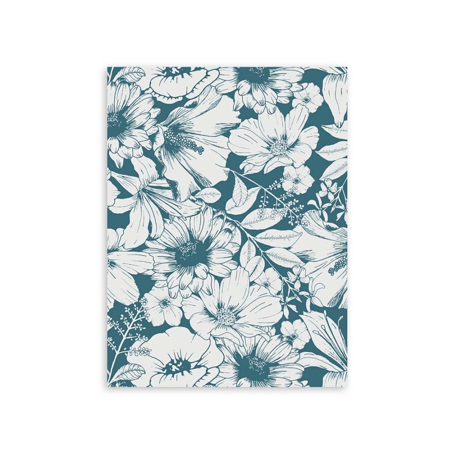 Staal bloemen behang teal green