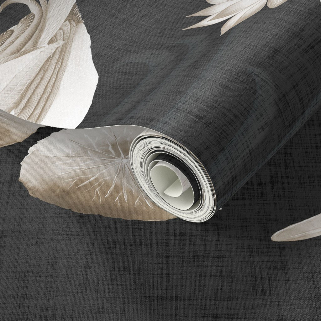 Chinoiserie ducks black wallpaper