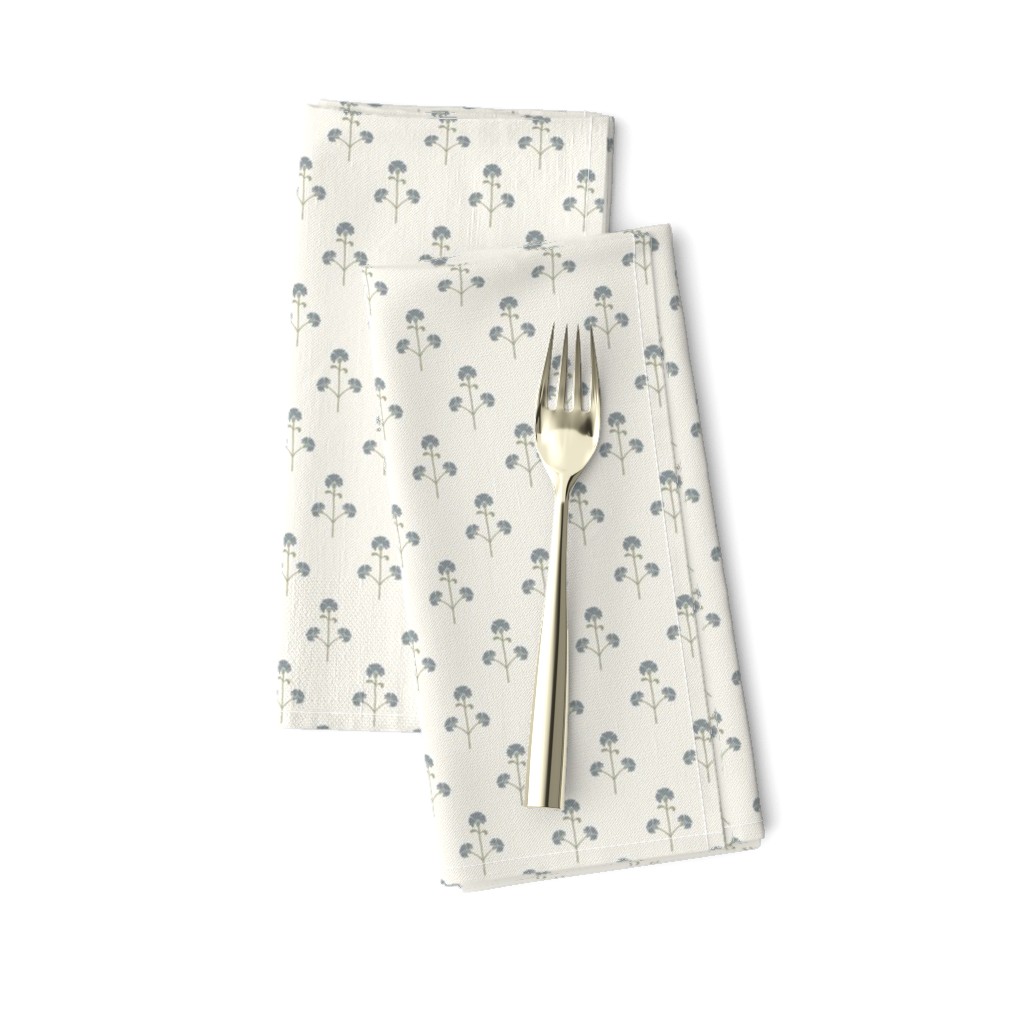 blue-floral-block-print-napkins blue floral block print dinner napkin