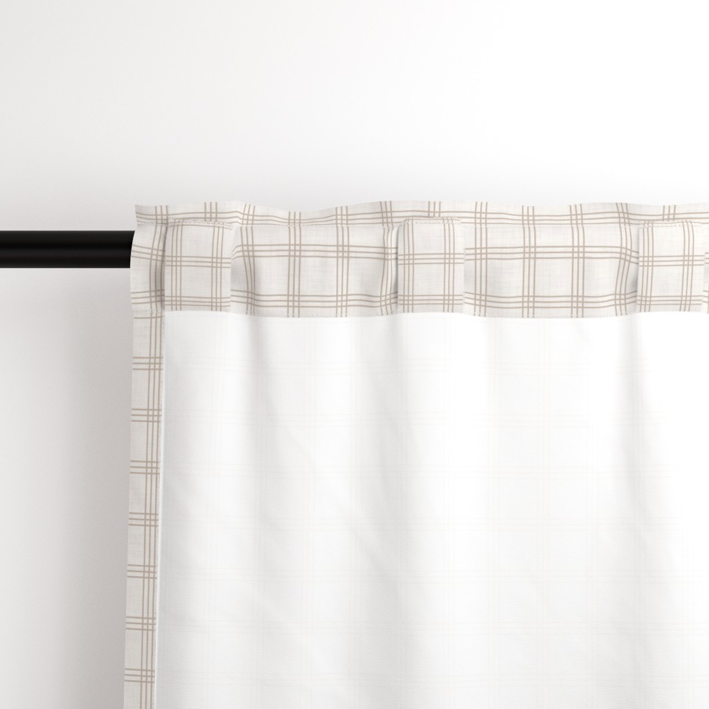neutral-plaid-curtain Neutral beige vintage plaid curtains